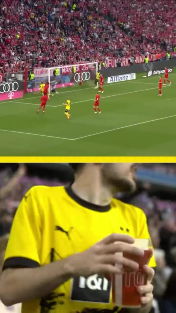 勇者無(wú)懼！這是真多特球迷！在拜仁球迷區(qū)一個(gè)人肆意慶祝！